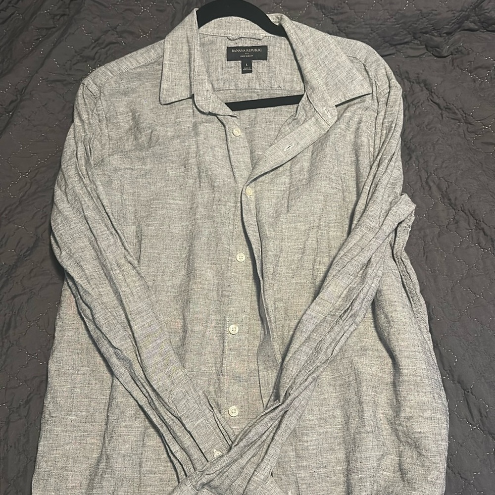 Banana republic linen slim, fit, long sleeve button-down